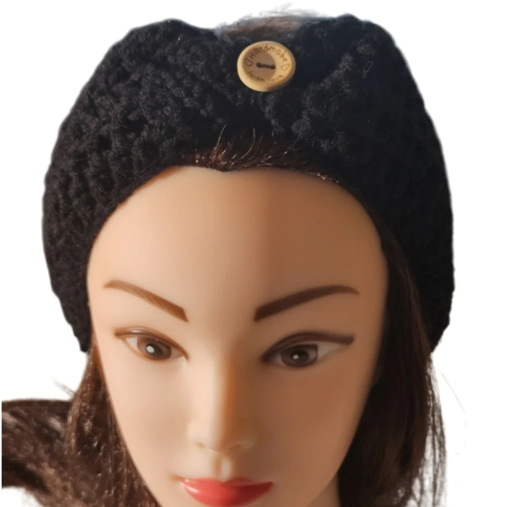 Hand Crafted 3 in 1 Hair accessory Black Crochet ear warmer Handmade headband